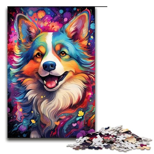 Puzzle für Erwachsene 1000 Teile farbenfrohes Gemälde Corgi Hund Puzzle für Kinder Holzpuzzle dekomprimierendes intellektuelles Lernspielzeug 75 x 50 cm Puzzle für Erwachsene 1000 Teile farbenfrohes Gemälde Corgi Hund Puzzle für Kinder Holzpuzzle dekomprimierendes intellektuelles Lernspielzeug 75 x 50 cm von QSYFNBZL