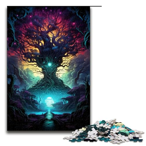 Puzzle für Erwachsene 1000 Teile farbenfrohes Gemälde des Weltenbaums Puzzlespiel Spielzeug lustig 75 x 50 cm von QSYFNBZL