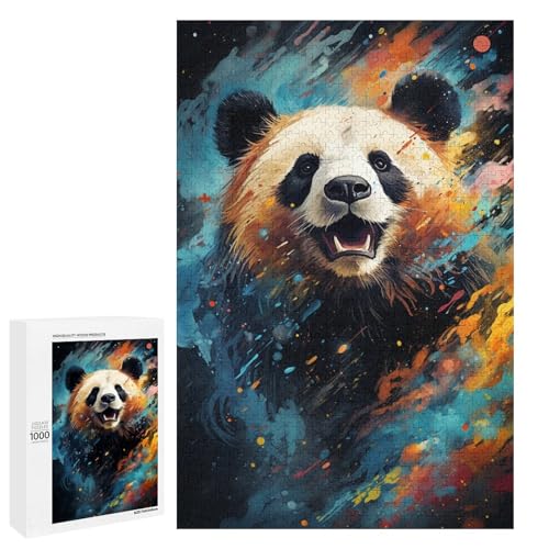 Puzzle für Erwachsene 1000 Teile farbenfrohes Psychedelia of Galaxy Panda Spielzeug intellektuelles Spiel ganze Familie 75 x 50 cm von QSYFNBZL