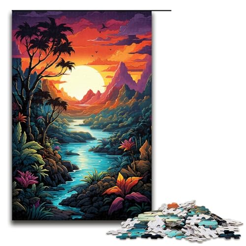 Puzzle für Erwachsene 1000 Teile farbenfrohes Psychedelisches der Seychellen Puzzlespiel Spielzeug lustig 75 x 50 cm von QSYFNBZL