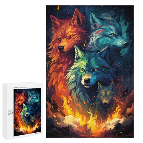 Puzzle für Erwachsene 1000 Teile farbenfrohes Psychedelisches von Smokey Wolf Holzpuzzle Lernspielzeug Familienspiele 75 x 50 cm von QSYFNBZL