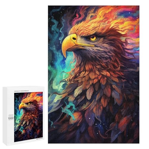 Puzzle für Erwachsene 1000 Teile farbenfrohes psychedelisches Adlerspielzeug intellektuelles Spiel ganze Familie 75 x 50 cm von QSYFNBZL