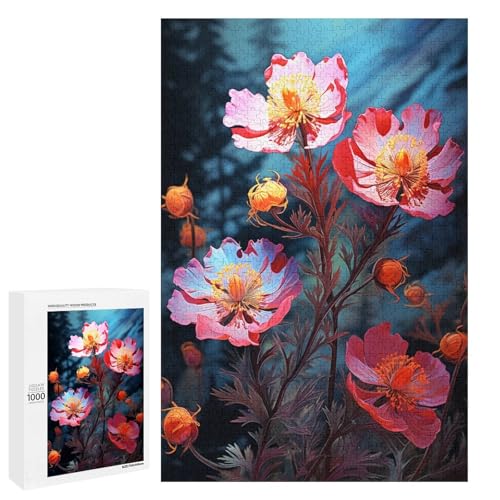Puzzle für Erwachsene 1000 Teile farbenfrohes psychedelisches Alpen Fingerkraut Puzzle für Erwachsene Holzspiele für die ganze Familie Weihnachts und Geburtstagsgeschenke 75 x 50 cm von QSYFNBZL