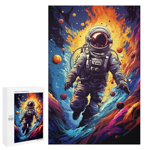 Puzzle für Erwachsene 1000 Teile farbenfrohes psychedelisches Astronauten Puzzle jedes Teil ist einzigartig anspruchsvolles Familienspaßspiel 75 x 50 cm von QSYFNBZL