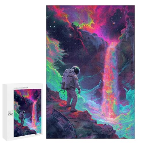 Puzzle für Erwachsene 1000 Teile farbenfrohes psychedelisches Astronautenspielzeug intellektuelles Spiel ganze Familie 75 x 50 cm von QSYFNBZL