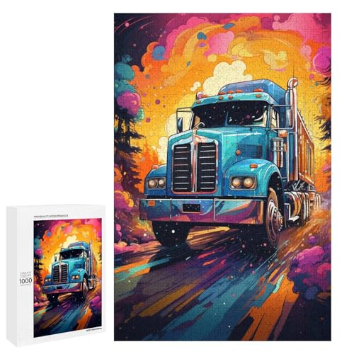 Puzzle für Erwachsene 1000 Teile farbenfrohes psychedelisches Bauernhof Truck Puzzle Lernspiele für Zuhause DIY Spielzeug tolles Geschenk für Spiele 75 x 50 cm von QSYFNBZL