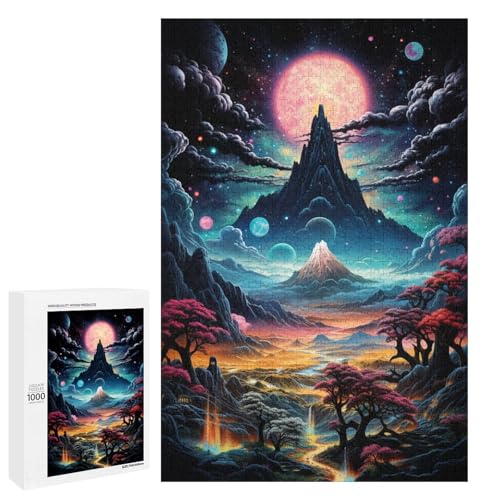 Puzzle für Erwachsene 1000 Teile farbenfrohes psychedelisches Bezauberndes Landschaftspuzzle für Erwachsene Holzspiele für die ganze Familie Weihnachts und Geburtstagsgeschenke 75 x 50 cm von QSYFNBZL