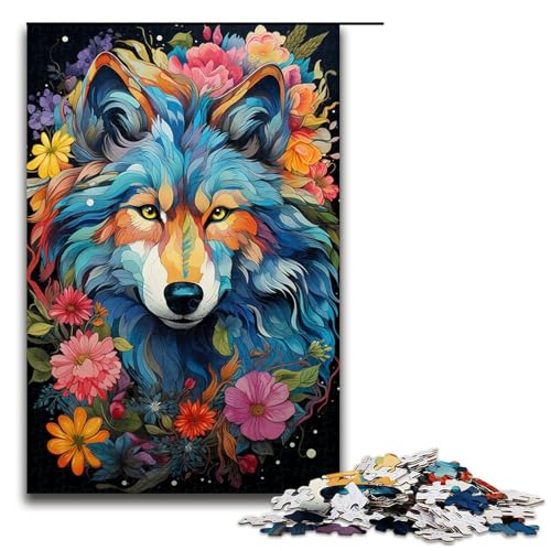 Puzzle für Erwachsene 1000 Teile farbenfrohes psychedelisches Blumen Wolf Puzzle jedes Teil ist einzigartig anspruchsvolles Familienspaßspiel 75 x 50 cm Puzzle für Erwachsene 1000 Teile farbenfrohes psychedelisches Blumen Wolf Puzzle jedes Teil ist einzigartig anspruchsvolles Familienspaßspiel 75 x 50 cm von QSYFNBZL
