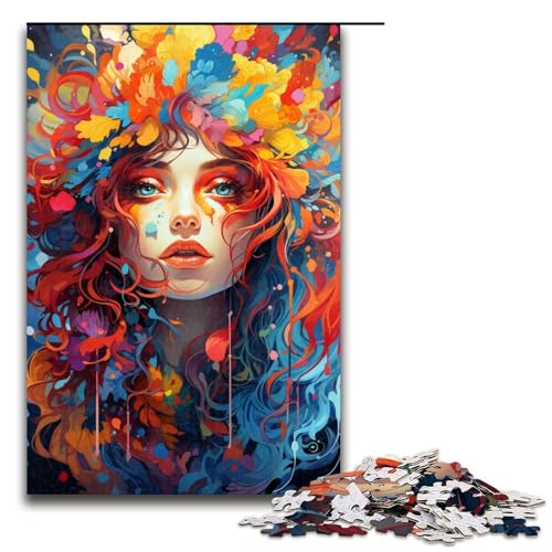 Puzzle für Erwachsene 1000 Teile farbenfrohes psychedelisches Blumenfrauen Puzzle jedes Teil ist einzigartig anspruchsvolles Familienspaßspiel 75 x 50 cm von QSYFNBZL