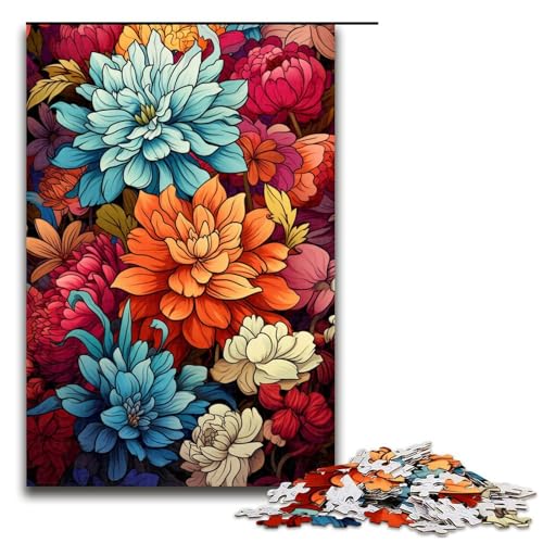 Puzzle für Erwachsene 1000 Teile farbenfrohes psychedelisches Blumenmeer Puzzle Spielspielzeug lustig 75 x 50 cm von QSYFNBZL