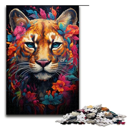 Puzzle für Erwachsene 1000 Teile farbenfrohes psychedelisches Blumenpuma Spielzeug intellektuelles Spiel ganze Familie 75 x 50 cm Puzzle für Erwachsene 1000 Teile farbenfrohes psychedelisches Blumenpuma Spielzeug intellektuelles Spiel ganze Familie 75 x 50 cm von QSYFNBZL