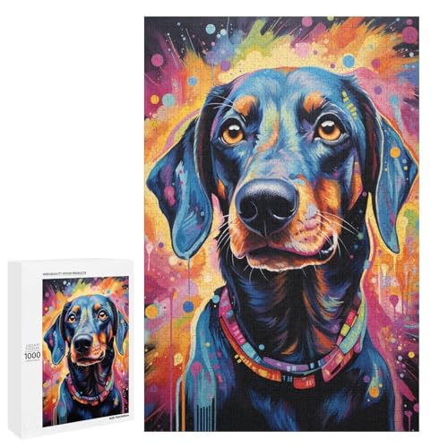 Puzzle für Erwachsene 1000 Teile farbenfrohes psychedelisches Dackel Puzzle Lernspiele für Zuhause DIY Spielzeug tolles Geschenk für Spiele 75 x 50 cm von QSYFNBZL