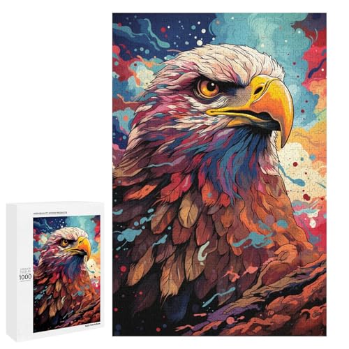 Puzzle für Erwachsene 1000 Teile farbenfrohes psychedelisches Desert Eagle Spielzeug intellektuelles Spiel ganze Familie 75 x 50 cm von QSYFNBZL