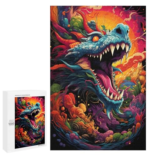 Puzzle für Erwachsene 1000 Teile farbenfrohes psychedelisches Drachenmonster Puzzle Spielspielzeug lustig 75 x 50 cm von QSYFNBZL