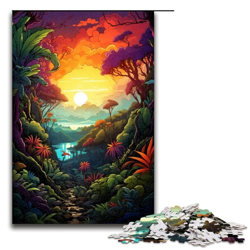 Puzzle für Erwachsene 1000 Teile farbenfrohes psychedelisches Dschungel Puzzle Lernspiele für Zuhause DIY Spielzeug tolles Geschenk für Spiele 75 x 50 cm von QSYFNBZL