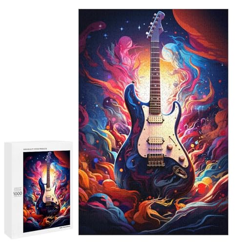 Puzzle für Erwachsene 1000 Teile farbenfrohes psychedelisches E Gitarren Puzzle Geburtstagsgeschenk für Teenager ab 14 Jahren 75 x 50 cm von QSYFNBZL
