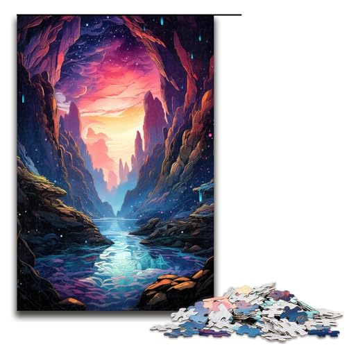 Puzzle für Erwachsene 1000 Teile farbenfrohes psychedelisches Eishöhlen Puzzle Lernspiele für Zuhause DIY Spielzeug tolles Geschenk für Spiele 75 x 50 cm von QSYFNBZL