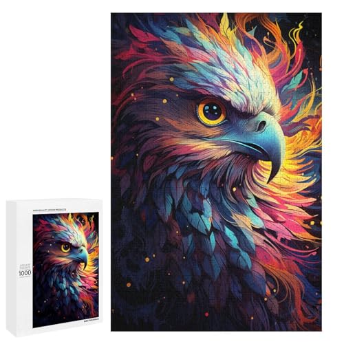 Puzzle für Erwachsene 1000 Teile farbenfrohes psychedelisches Elementarvogel Holzpuzzle Lernspielzeug Familienspiele 75 x 50 cm von QSYFNBZL