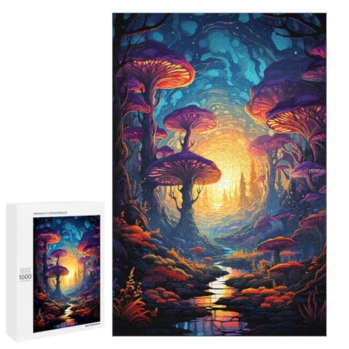 Puzzle für Erwachsene 1000 Teile farbenfrohes psychedelisches Fantasiewald Spielzeug intellektuelles Spiel ganze Familie 75 x 50 cm von QSYFNBZL