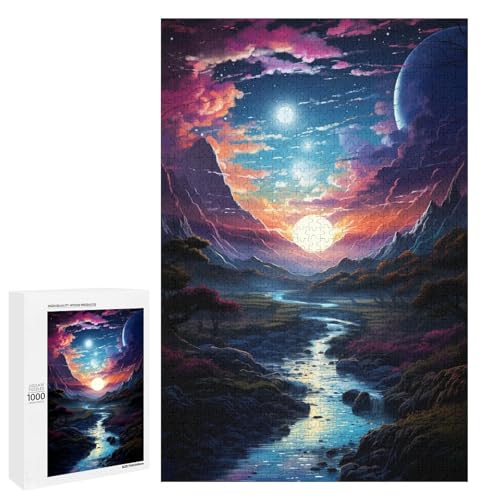 Puzzle für Erwachsene 1000 Teile farbenfrohes psychedelisches Fantasy Anime Landschaftspuzzle Lernspiele für Zuhause DIY Spielzeug tolles Geschenk für Spiele 75 x 50 cm von QSYFNBZL