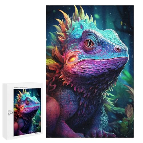 Puzzle für Erwachsene 1000 Teile farbenfrohes psychedelisches Fantasy Chamäleon Puzzle Geburtstagsgeschenk für Teenager ab 14 Jahren 75 x 50 cm von QSYFNBZL
