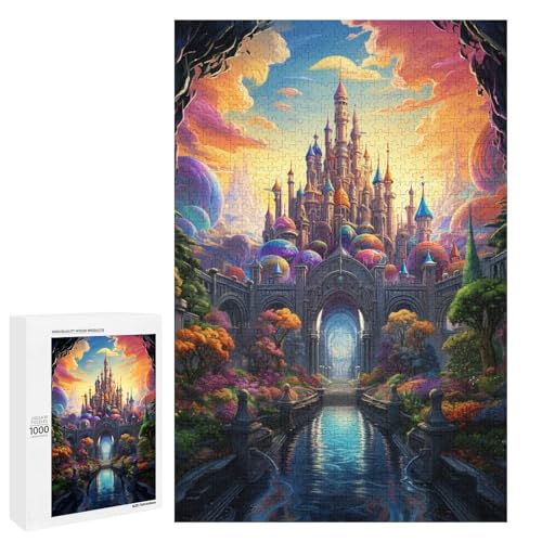 Puzzle für Erwachsene 1000 Teile farbenfrohes psychedelisches Fantasy Palastinsel Puzzle Geburtstagsgeschenk für Teenager ab 14 Jahren 75 x 50 cm von QSYFNBZL