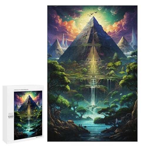 Puzzle für Erwachsene 1000 Teile farbenfrohes psychedelisches Fantasy Pyramiden Puzzle Geburtstagsgeschenk für Teenager ab 14 Jahren 75 x 50 cm von QSYFNBZL