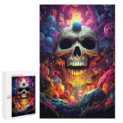 Puzzle für Erwachsene 1000 Teile farbenfrohes psychedelisches Fantasy Totenkopf Puzzle Geburtstagsgeschenk für Teenager ab 14 Jahren 75 x 50 cm Puzzle für Erwachsene 1000 Teile farbenfrohes psychedelisches Fantasy Totenkopf Puzzle Geburtstagsgeschenk für Teenager ab 14 Jahren 75 x 50 cm von QSYFNBZL