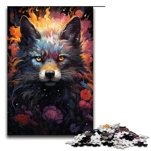 Puzzle für Erwachsene 1000 Teile farbenfrohes psychedelisches Fuchs Puzzle Familienspaß tolles Geschenk für Teenager ab 14 Jahren 75 x 50 cm von QSYFNBZL