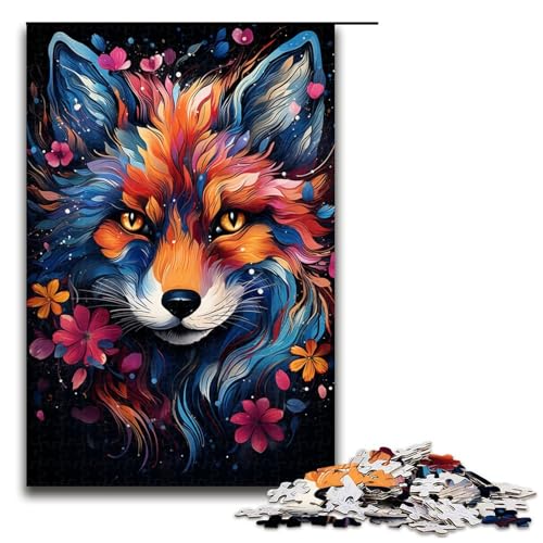 Puzzle für Erwachsene 1000 Teile farbenfrohes psychedelisches Fuchs Tier Puzzle Geburtstagsgeschenk für Teenager ab 14 Jahren 75 x 50 cm von QSYFNBZL