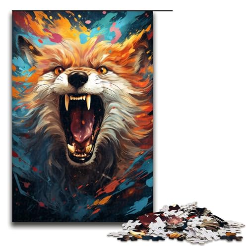 Puzzle für Erwachsene 1000 Teile farbenfrohes psychedelisches Fuchsgemälde lustiges Familienpuzzle tolles Geschenk für Teenager ab 14 Jahren 75 x 50 cm von QSYFNBZL