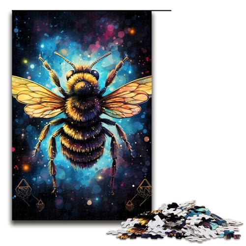 Puzzle für Erwachsene 1000 Teile farbenfrohes psychedelisches Galaxie Bienenmuster zum Zusammenbauen hilft dem Gehirn süchtig machendes Spielzeug zur Förderung der Geduld 75 x 50 cm von QSYFNBZL