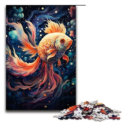 Puzzle für Erwachsene 1000 Teile farbenfrohes psychedelisches Galaxie Goldfisch Puzzle für die ganze Familie tolles Geschenk für Teenager ab 14 Jahren 75 x 50 cm von QSYFNBZL