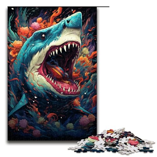 Puzzle für Erwachsene 1000 Teile farbenfrohes psychedelisches Galaxie Hai Puzzle für Lernspiele Herausforderungsspielzeug einzigartige Heimdekoration und Geschenke 75 x 50 cm Puzzle für Erwachsene 1000 Teile farbenfrohes psychedelisches Galaxie Hai Puzzle für Lernspiele Herausforderungsspielzeug einzigartige Heimdekoration und Geschenke 75 x 50 cm von QSYFNBZL