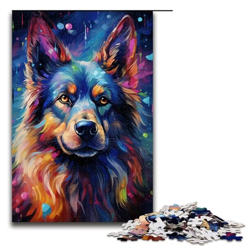Puzzle für Erwachsene 1000 Teile farbenfrohes psychedelisches Galaxie Hunde Puzzle Lernspiele für Zuhause DIY Spielzeug tolles Geschenk für Spiele 75 x 50 cm von QSYFNBZL