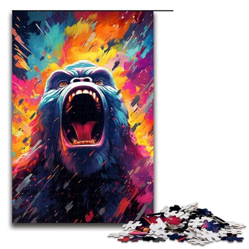 Puzzle für Erwachsene 1000 Teile farbenfrohes psychedelisches Galaxie Orang Utan Spielzeug intellektuelles Spiel ganze Familie 75 x 50 cm von QSYFNBZL