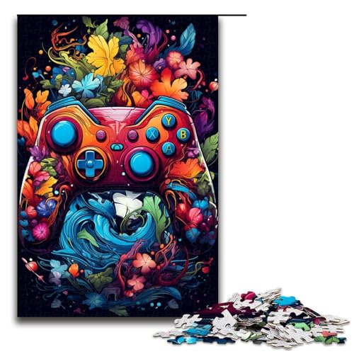 Puzzle für Erwachsene 1000 Teile farbenfrohes psychedelisches Game Controller Puzzle Lernspiele für Zuhause DIY Spielzeug tolles Geschenk für Spiele 75 x 50 cm von QSYFNBZL