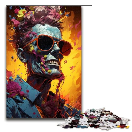 Puzzle für Erwachsene 1000 Teile farbenfrohes psychedelisches Gangster Zombie Puzzle jedes Teil ist einzigartig anspruchsvolles Familienspaßspiel 75 x 50 cm von QSYFNBZL