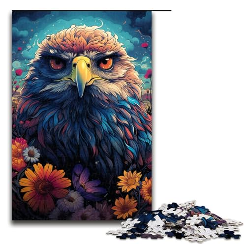 Puzzle für Erwachsene 1000 Teile farbenfrohes psychedelisches Gemälde Adler Heimdekoration Puzzle Spielzeug Geschenk für die ganze Familie 75 x 50 cm von QSYFNBZL