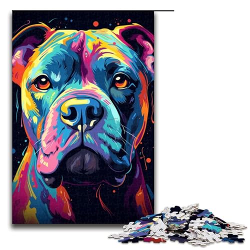 Puzzle für Erwachsene 1000 Teile farbenfrohes psychedelisches Gemälde Hund DIY Puzzle Spielzeug tolle Geschenke zu Weihnachten für Teenager ab 14 Jahren 75 x 50 cm von QSYFNBZL