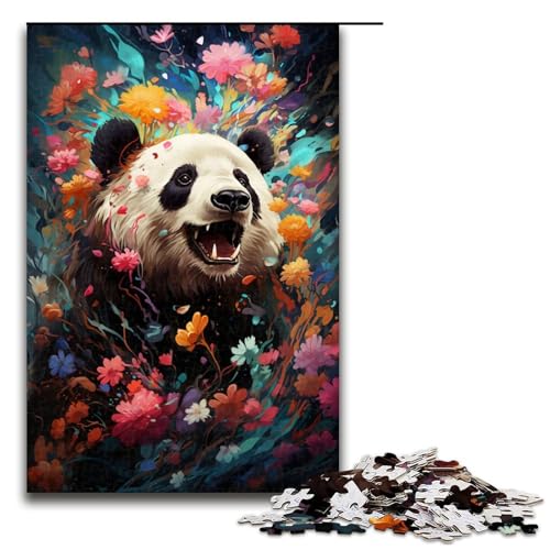 Puzzle für Erwachsene 1000 Teile farbenfrohes psychedelisches Gemälde Panda Familienspaß Puzzle tolles Geschenk für Teenager ab 14 Jahren 75 x 50 cm von QSYFNBZL