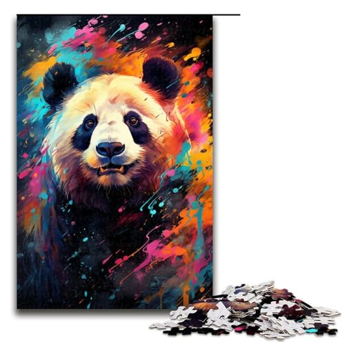 Puzzle für Erwachsene 1000 Teile farbenfrohes psychedelisches Gemälde Panda Heimdekoration Puzzle Spielzeug Geschenk für die ganze Familie 75 x 50 cm von QSYFNBZL
