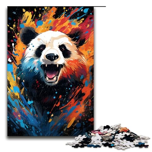 Puzzle für Erwachsene 1000 Teile farbenfrohes psychedelisches Gemälde Panda Puzzle Spiele Spielzeug Geschenk geeignet als Schreibtischdekoration 75 x 50 cm von QSYFNBZL