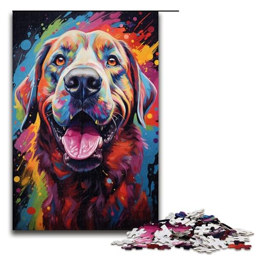 Puzzle für Erwachsene 1000 Teile farbenfrohes psychedelisches Gemälde eines spanischen Mastiffs Heimdekoration Puzzlespielzeug Geschenk für die ganze Familie 75 x 50 cm von QSYFNBZL