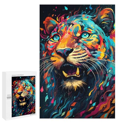 Puzzle für Erwachsene 1000 Teile farbenfrohes psychedelisches Geparden Puzzle für Kinder Holzpuzzle dekomprimierendes intellektuelles Lernspielzeug 75 x 50 cm Puzzle für Erwachsene 1000 Teile farbenfrohes psychedelisches Geparden Puzzle für Kinder Holzpuzzle dekomprimierendes intellektuelles Lernspielzeug 75 x 50 cm von QSYFNBZL