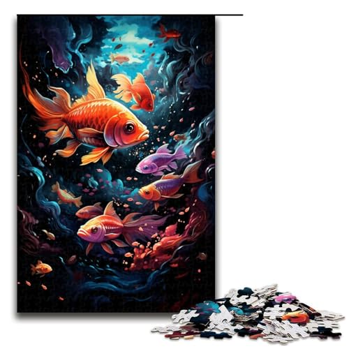 Puzzle für Erwachsene 1000 Teile farbenfrohes psychedelisches Goldfisch Puzzle für Lernspiele Herausforderungsspielzeug einzigartige Heimdekoration und Geschenke 75 x 50 cm Puzzle für Erwachsene 1000 Teile farbenfrohes psychedelisches Goldfisch Puzzle für Lernspiele Herausforderungsspielzeug einzigartige Heimdekoration und Geschenke 75 x 50 cm von QSYFNBZL