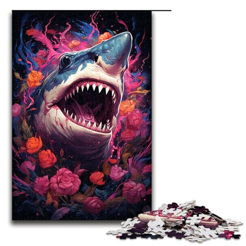 Puzzle für Erwachsene 1000 Teile farbenfrohes psychedelisches Hai Kunst Puzzle Lernspiele für Zuhause DIY Spielzeug tolles Geschenk für Spiele 75 x 50 cm Puzzle für Erwachsene 1000 Teile farbenfrohes psychedelisches Hai Kunst Puzzle Lernspiele für Zuhause DIY Spielzeug tolles Geschenk für Spiele 75 x 50 cm von QSYFNBZL