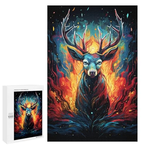 Puzzle für Erwachsene 1000 Teile farbenfrohes psychedelisches Hirsch im Sturm Puzzle Spiele Spielzeug Geschenk geeignet als Schreibtischdekoration 75 x 50 cm Puzzle für Erwachsene 1000 Teile farbenfrohes psychedelisches Hirsch im Sturm Puzzle Spiele Spielzeug Geschenk geeignet als Schreibtischdekoration 75 x 50 cm von QSYFNBZL
