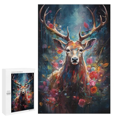 Puzzle für Erwachsene 1000 Teile farbenfrohes psychedelisches Hirschtier Puzzle für Lernspiele Herausforderungsspielzeug einzigartige Heimdekoration und Geschenke 75 x 50 cm Puzzle für Erwachsene 1000 Teile farbenfrohes psychedelisches Hirschtier Puzzle für Lernspiele Herausforderungsspielzeug einzigartige Heimdekoration und Geschenke 75 x 50 cm von QSYFNBZL