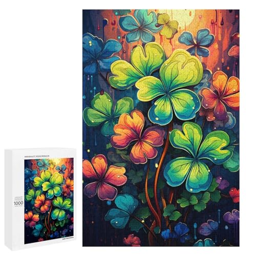Puzzle für Erwachsene 1000 Teile farbenfrohes psychedelisches Kleeblatt Puzzle Spiele Spielzeug Geschenk geeignet als Schreibtischdekoration 75 x 50 cm Puzzle für Erwachsene 1000 Teile farbenfrohes psychedelisches Kleeblatt Puzzle Spiele Spielzeug Geschenk geeignet als Schreibtischdekoration 75 x 50 cm von QSYFNBZL